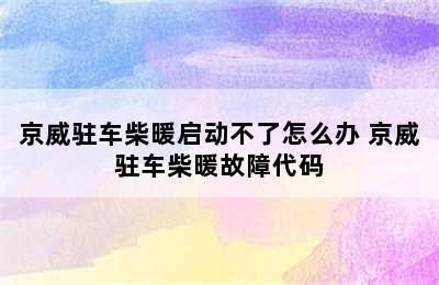 京威驻车柴暖启动不了怎么办 京威驻车柴暖故障代码